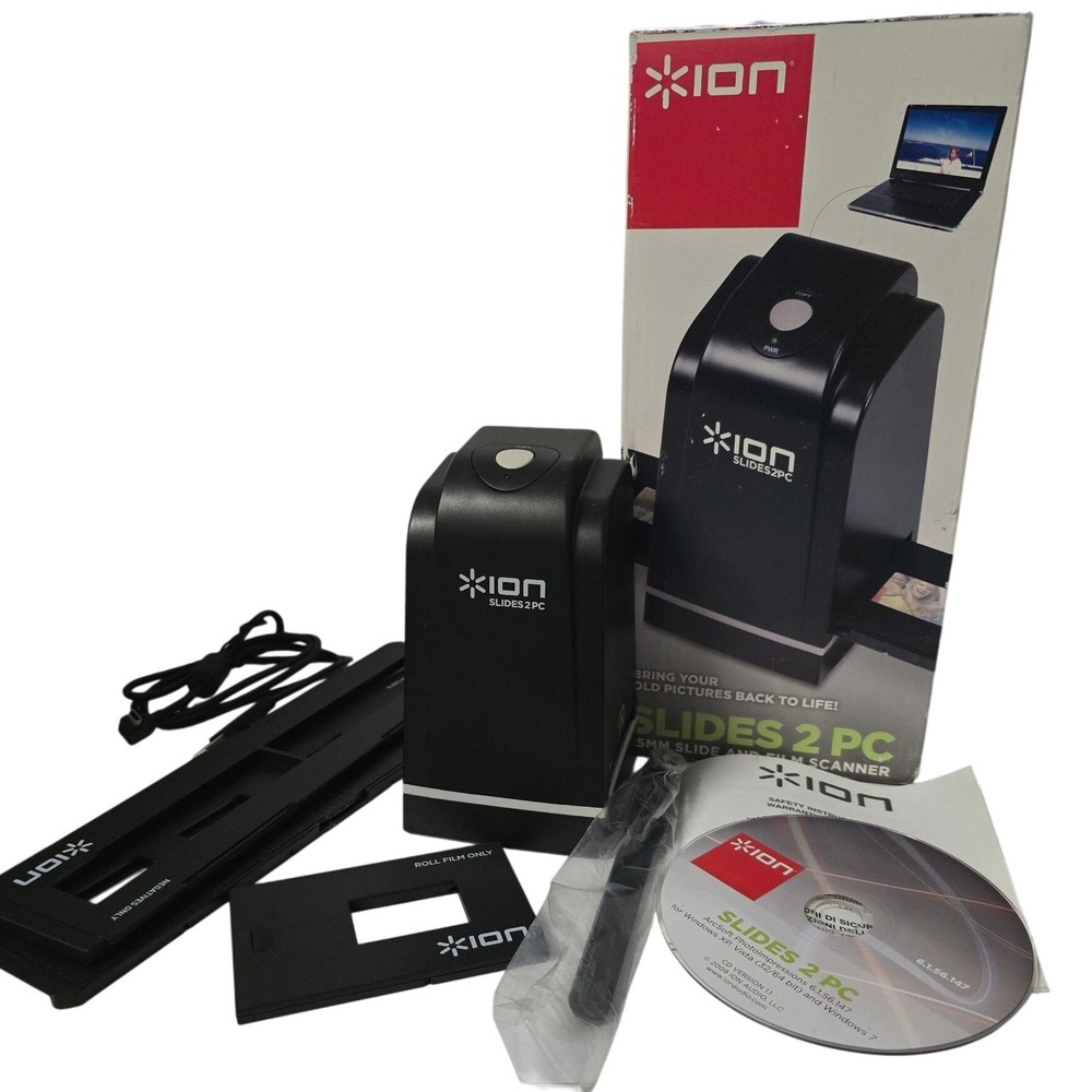 ION SLIDES 2 PC 35mm Slide and Film Scanner 5MP High Resolution USB Black